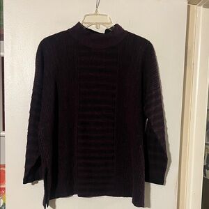 Matthildur purple mock turtleneck Pima cotton sweater